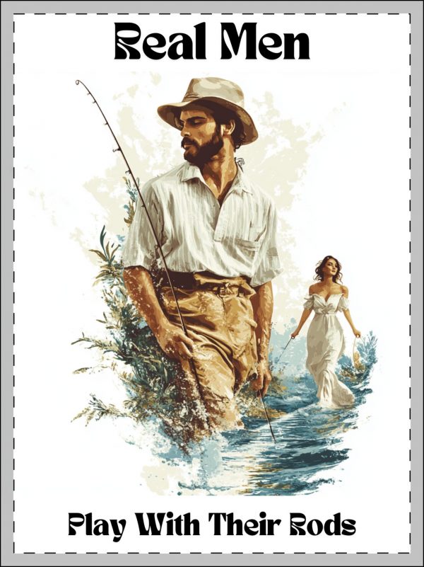 Stunning 'Real Men Play With Their Rods' - Framed Print - Image 2